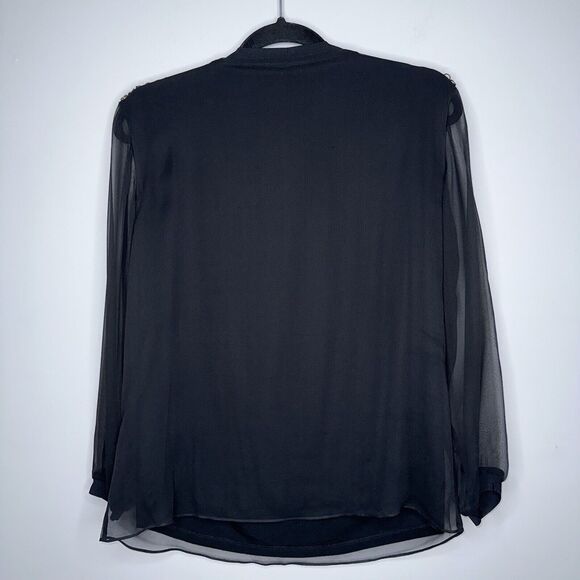 Per Se By Carlisle Women’s Ring Embellished Organza Top 100% Silk Size 4 - Picture 3 of 5